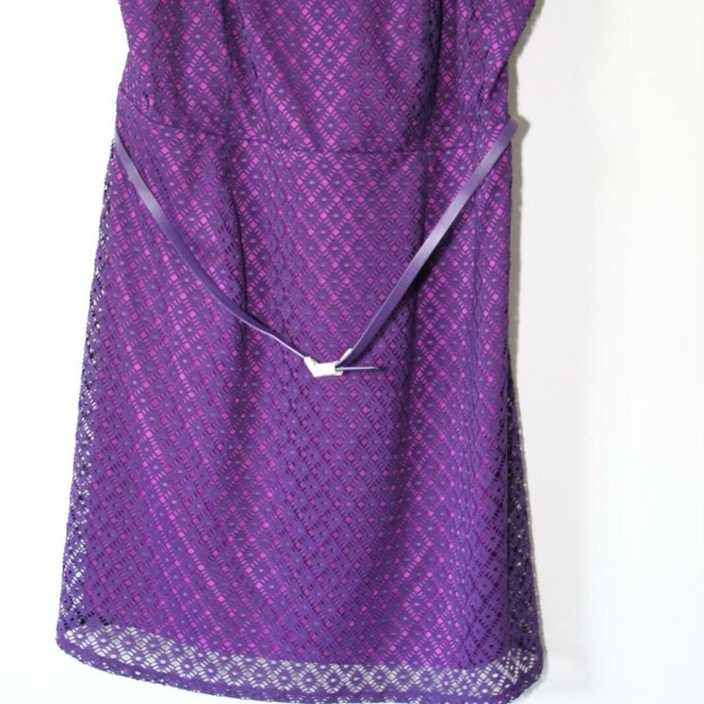 NWT Lane Bryant Crochet Overlay Tube Dress Geo Lace Purple Plus Size 26 H12954 - Picture 3 of 11